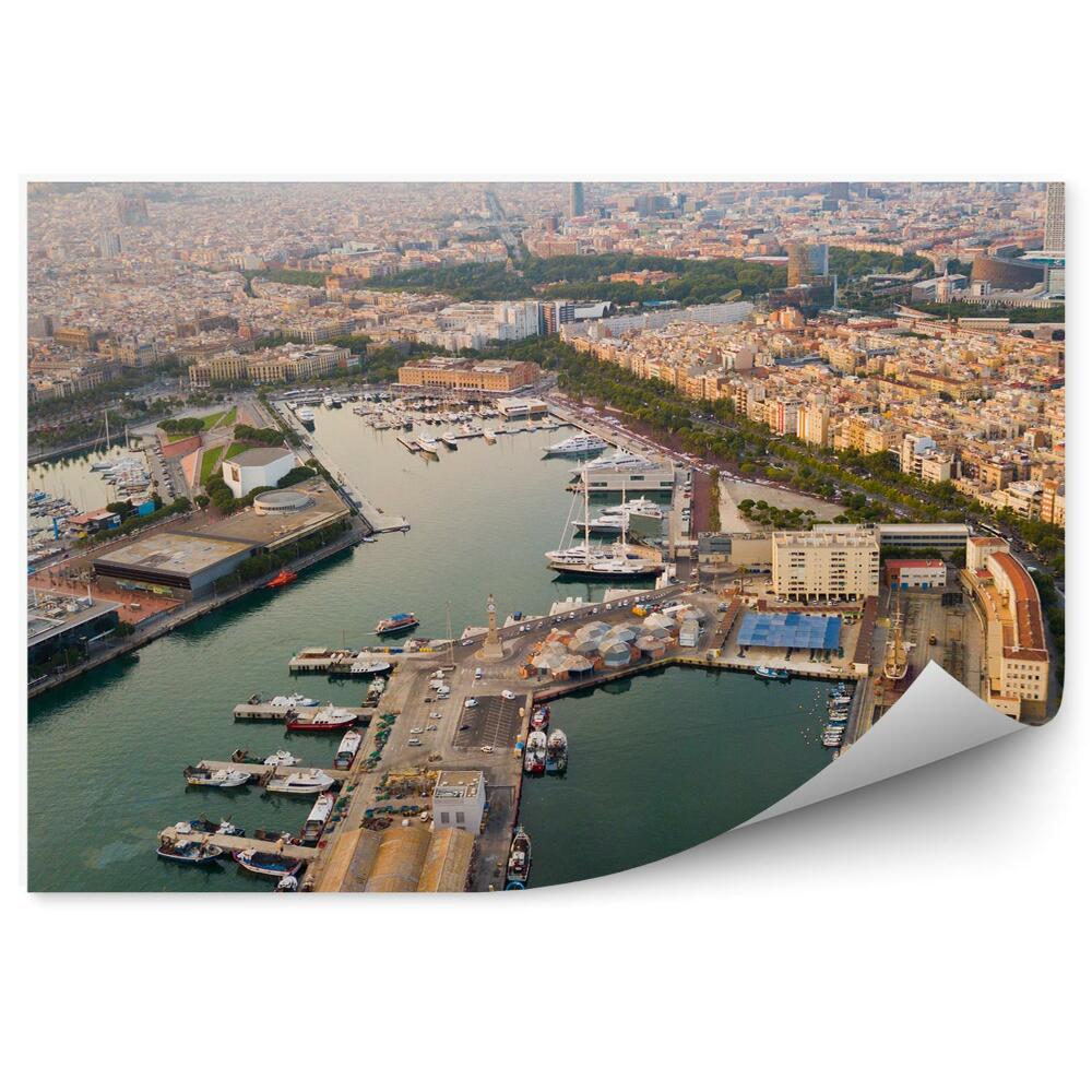 Okleina ścienna port Olimpic Barcelona Hiszpania łódki budynki