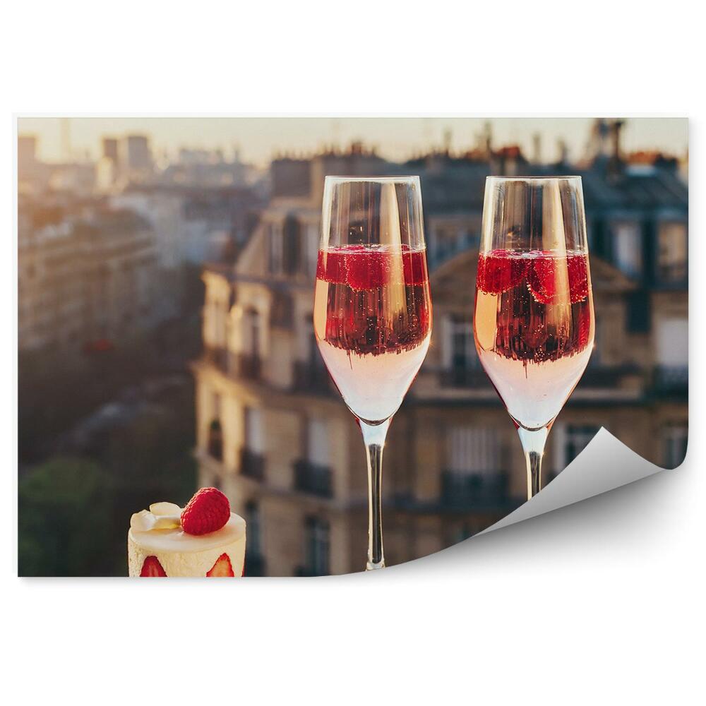 Fotopeta Paryż miłość torcik truskawki szampan