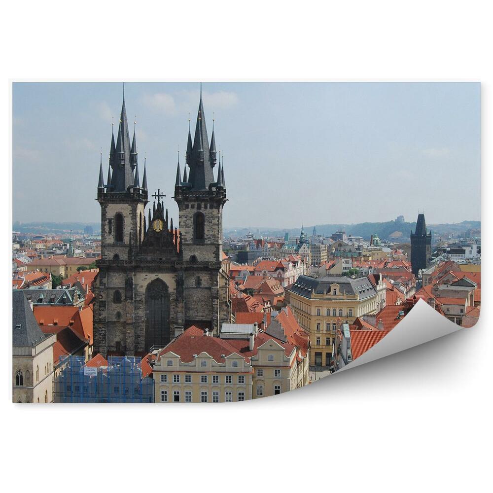 Okleina na ścianę panorama miasta Praga niebo chmury