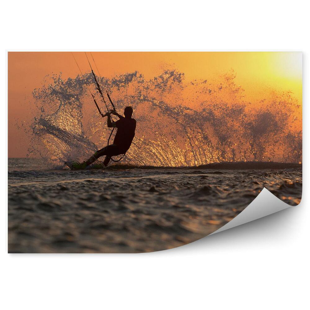 Fototapeta samoprzylepna Kitesurfing ocean zachód słońca sport