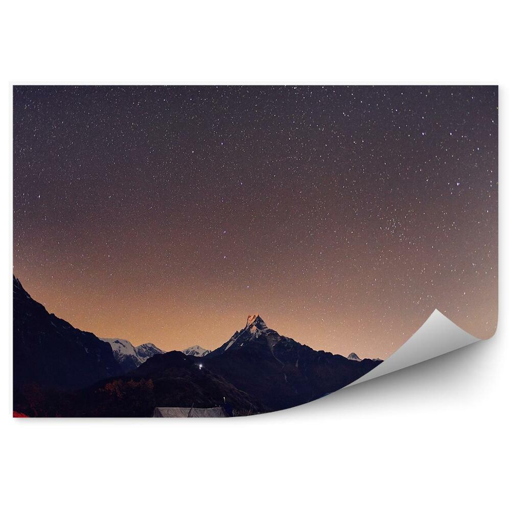 Fototapeta Himalaje góry domy niebo gwiazdy galaktyka noc