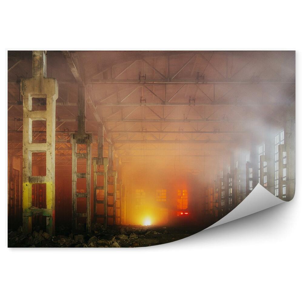 Okleina na ścianę Pożar w fabryce dym światło