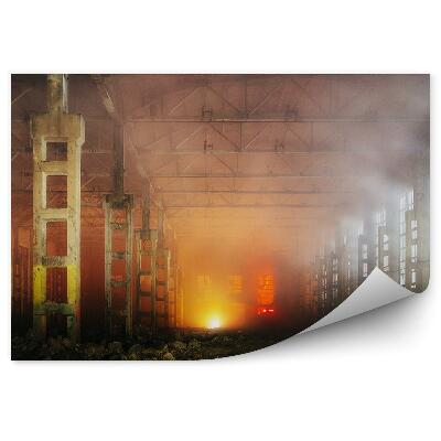 Okleina na ścianę Pożar w fabryce dym światło