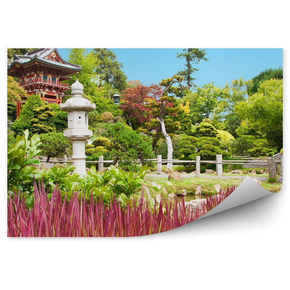 Okleina ścienna Japoński ogród herbaciany drzewa roślinność
