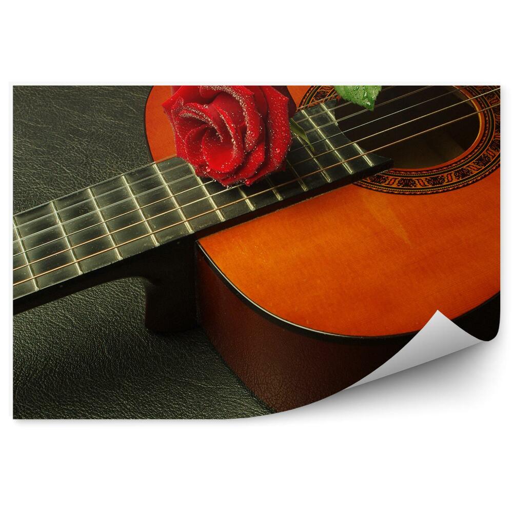 Fototapeta Klasyczna gitara hiszpańska muzyka czerwona róża