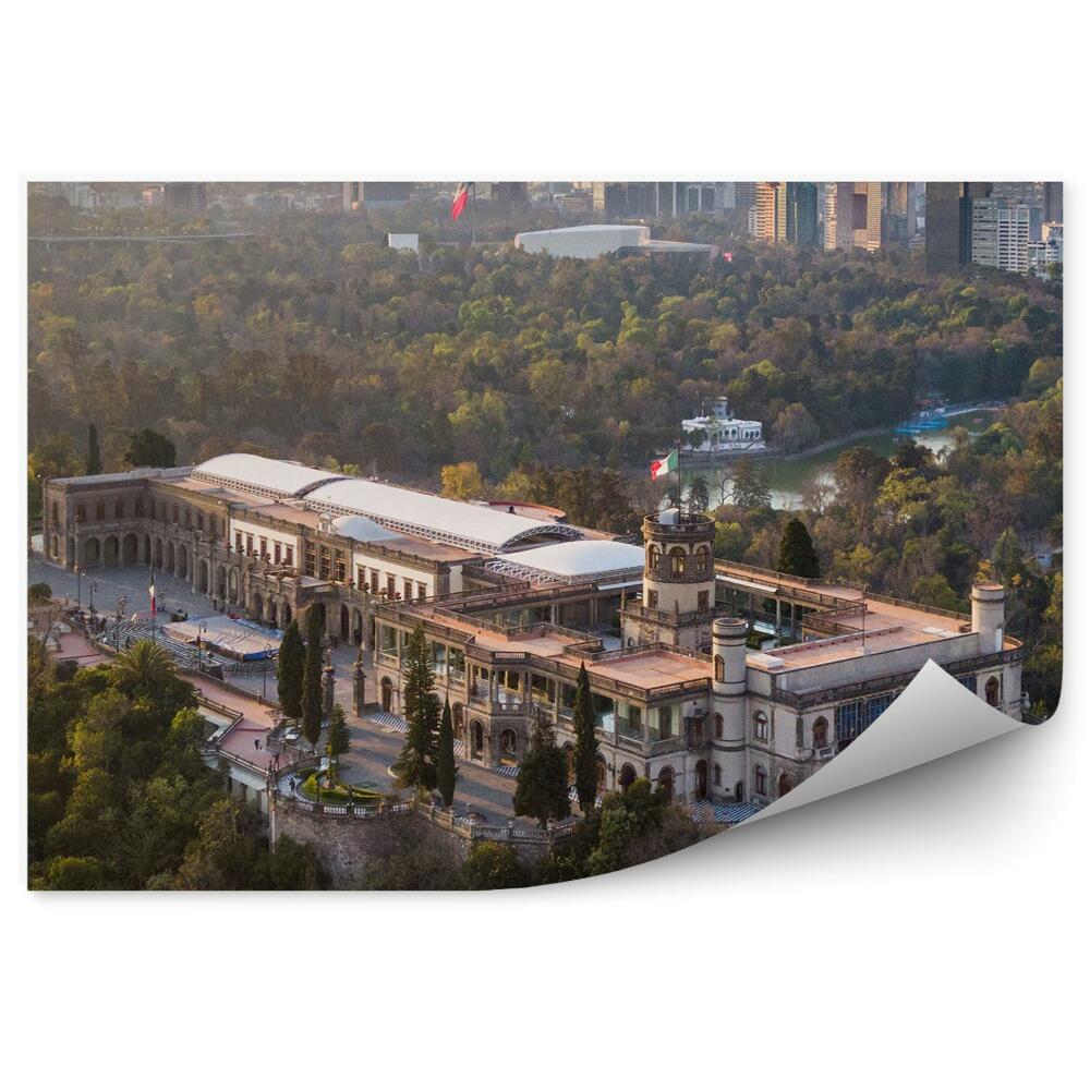 Fototapeta Widok z lotu ptaka zamek chapultepec budynki drzewa meksyk