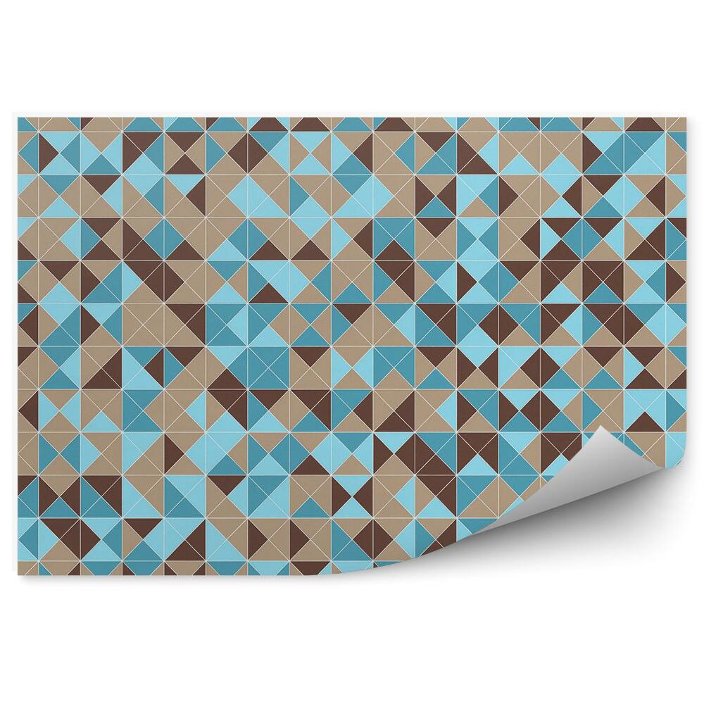 Okleina ścienna Mozaika niebieskie brązowe trójkąty kwadraty kształty
