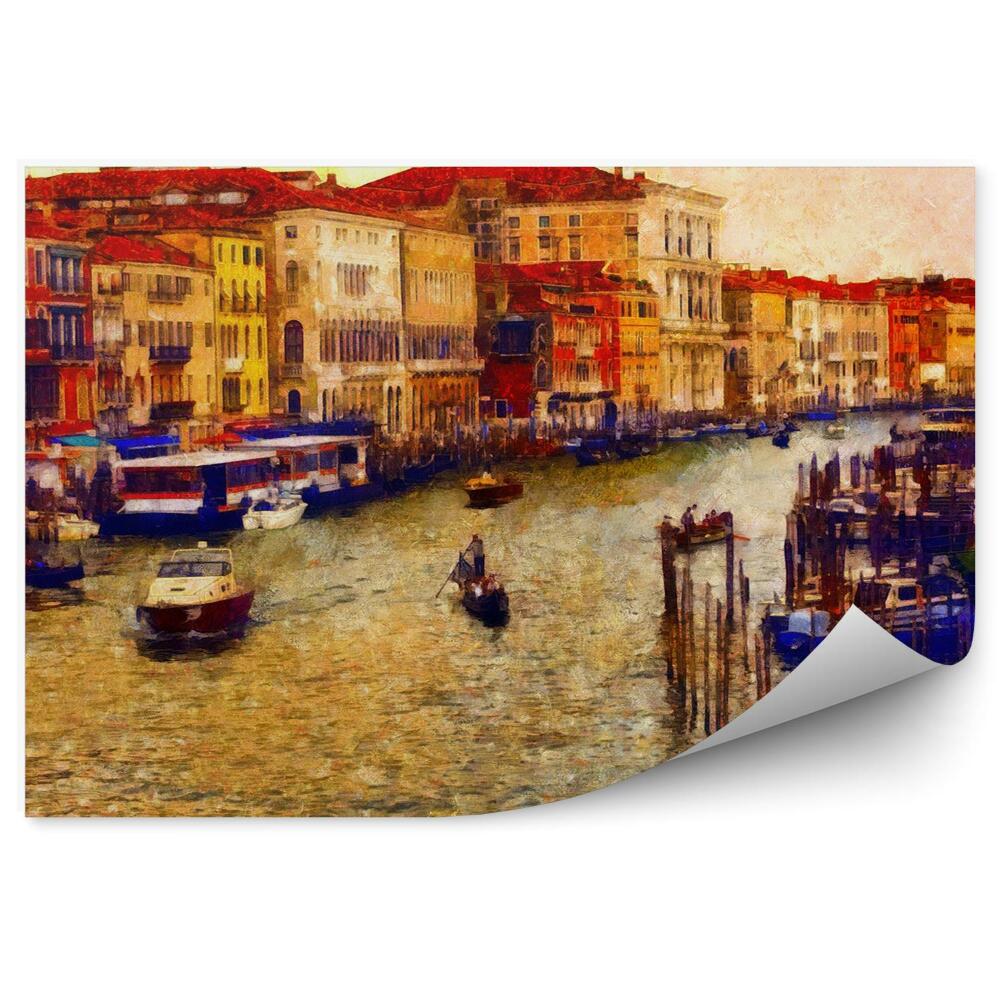 Fototapeta na ścianę budynki łodzie kanał malowidło Wenecja Włochy