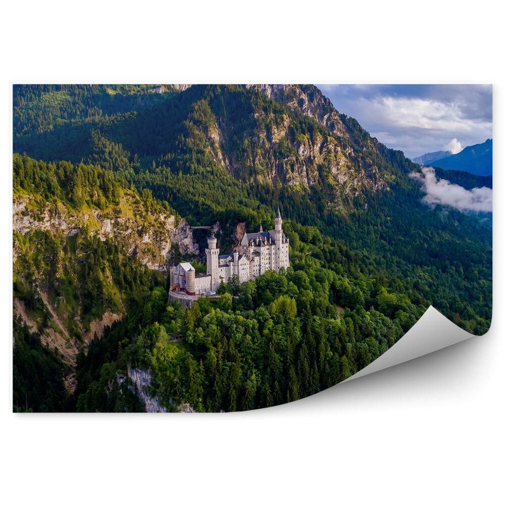 Okleina na ścianę Zamek neuschwanstein niemcy alpy bawarskie niebo chmury