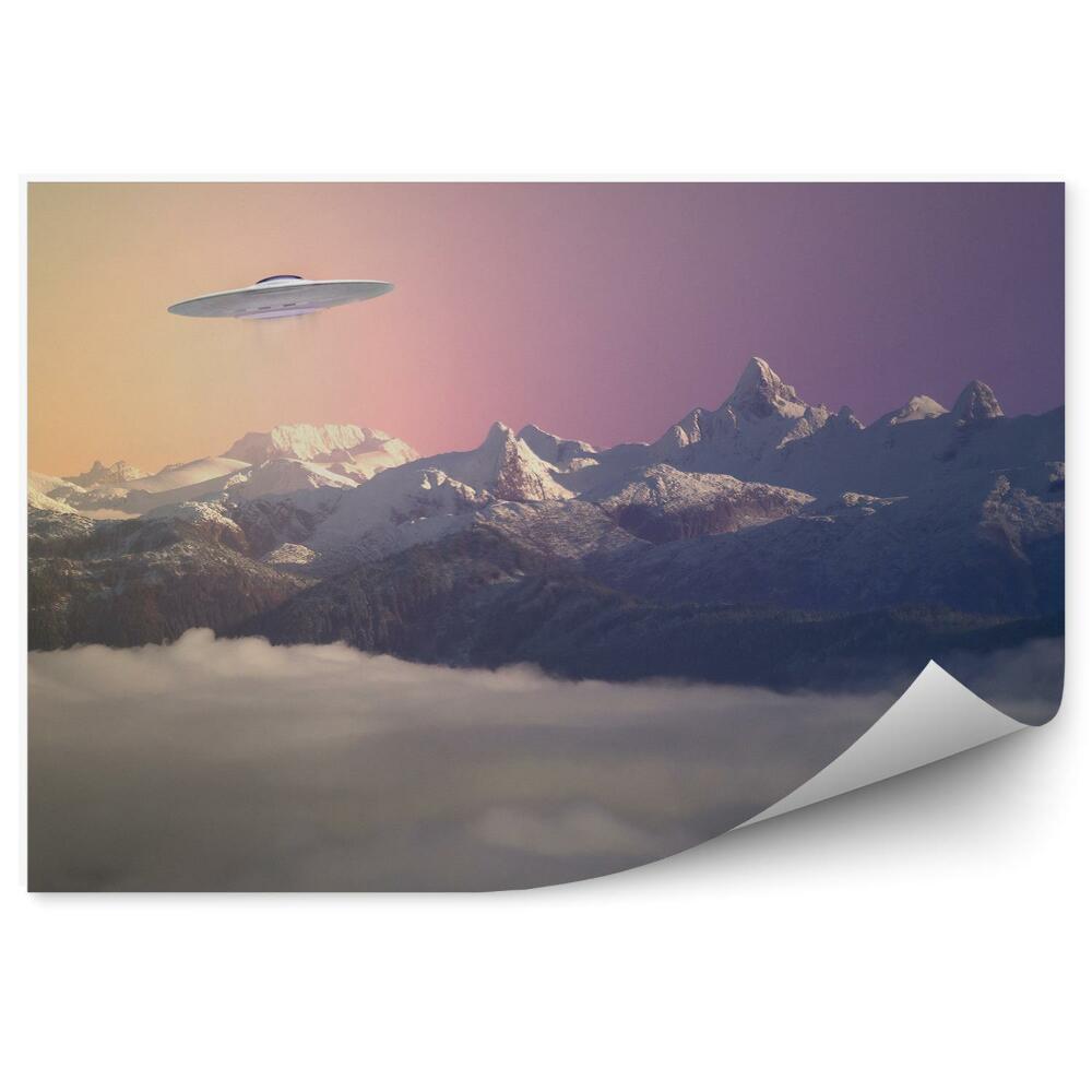 Fototapeta 3d statek kosmiczny ufo alaska góry śnieg zima mgła