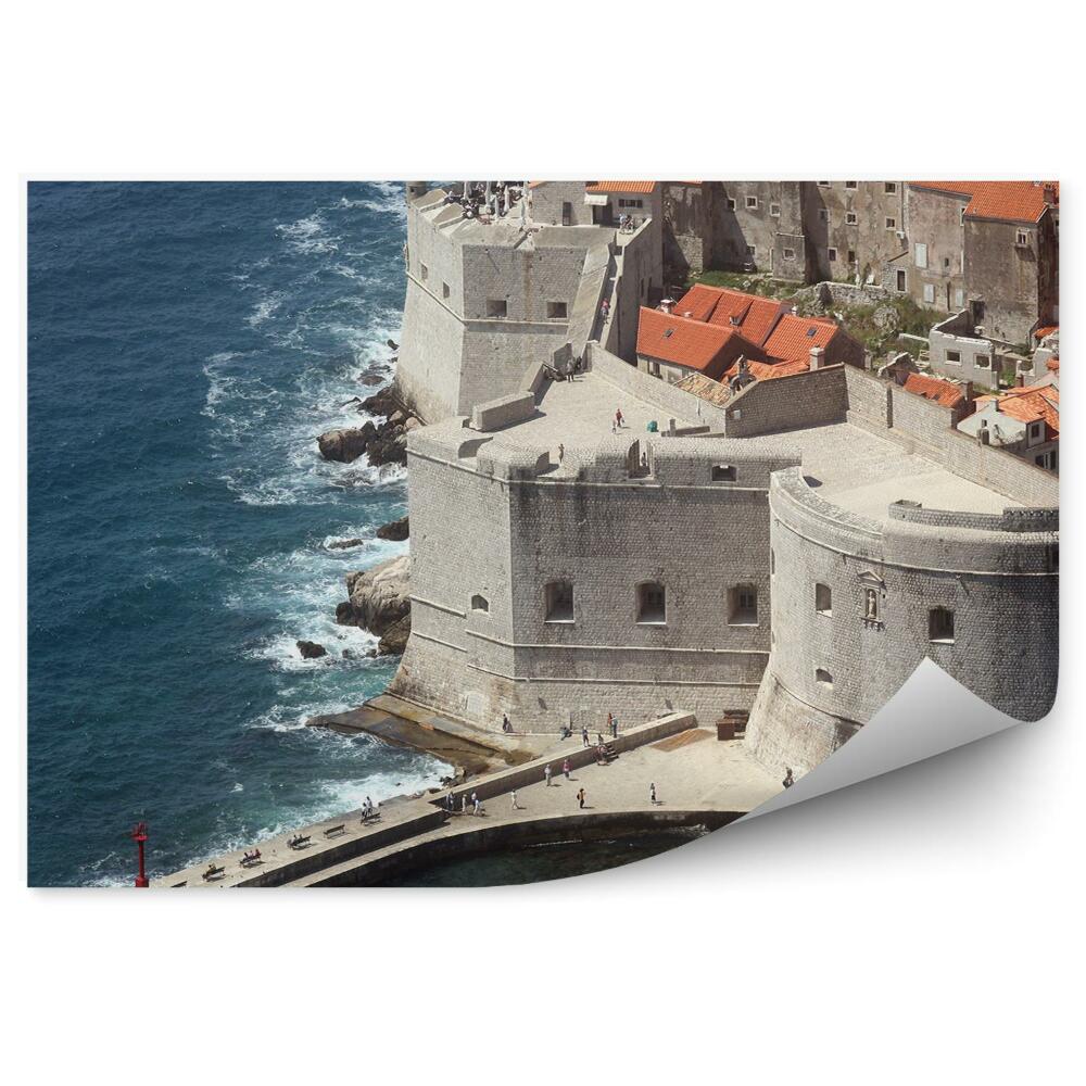 Okleina na ścianę Dubrownik stare miasto morze Chorwacja łodzie skały fort świętego Jana
