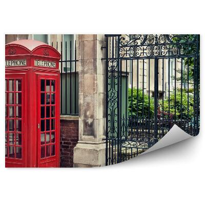Fototapeta Tradycyjna architektura brama czerwona budka telefoniczna
