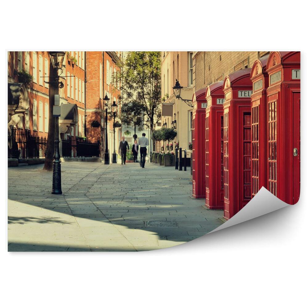 Fototapeta budka telefoniczna budynek ludzie uliczka Londyn