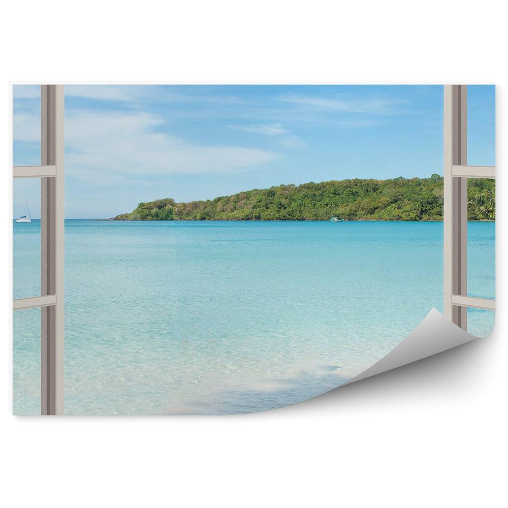 Okleina na ścianę Widok z okna na morze zieloną wyspę