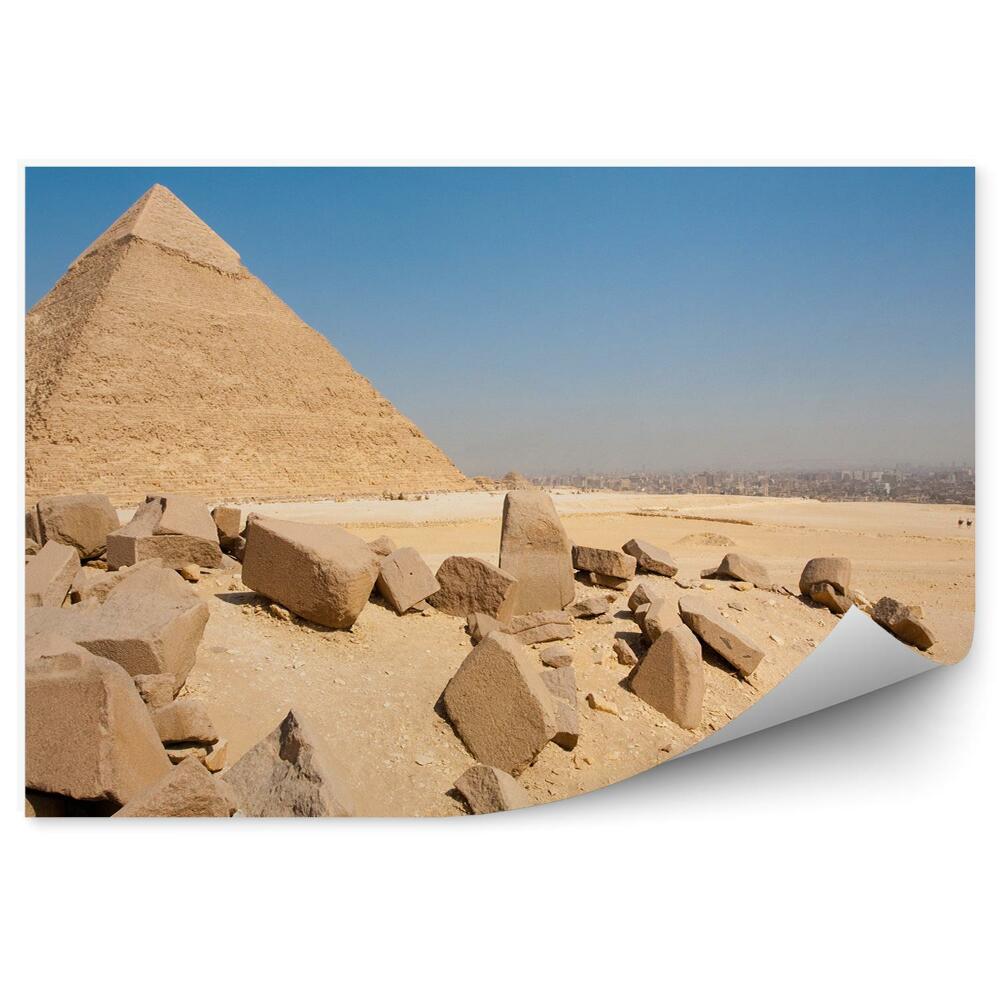 Okleina ścienna Piramida chefrena kair budynki pejzaż głazy niebo