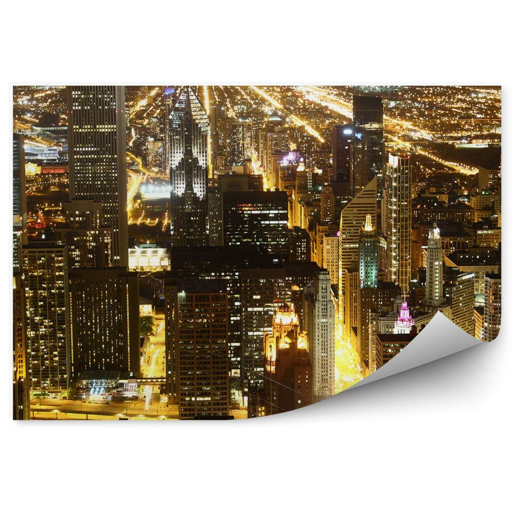 Fototapeta na ścianę widok z lotu ptaka Chicago wieżowce noc światła