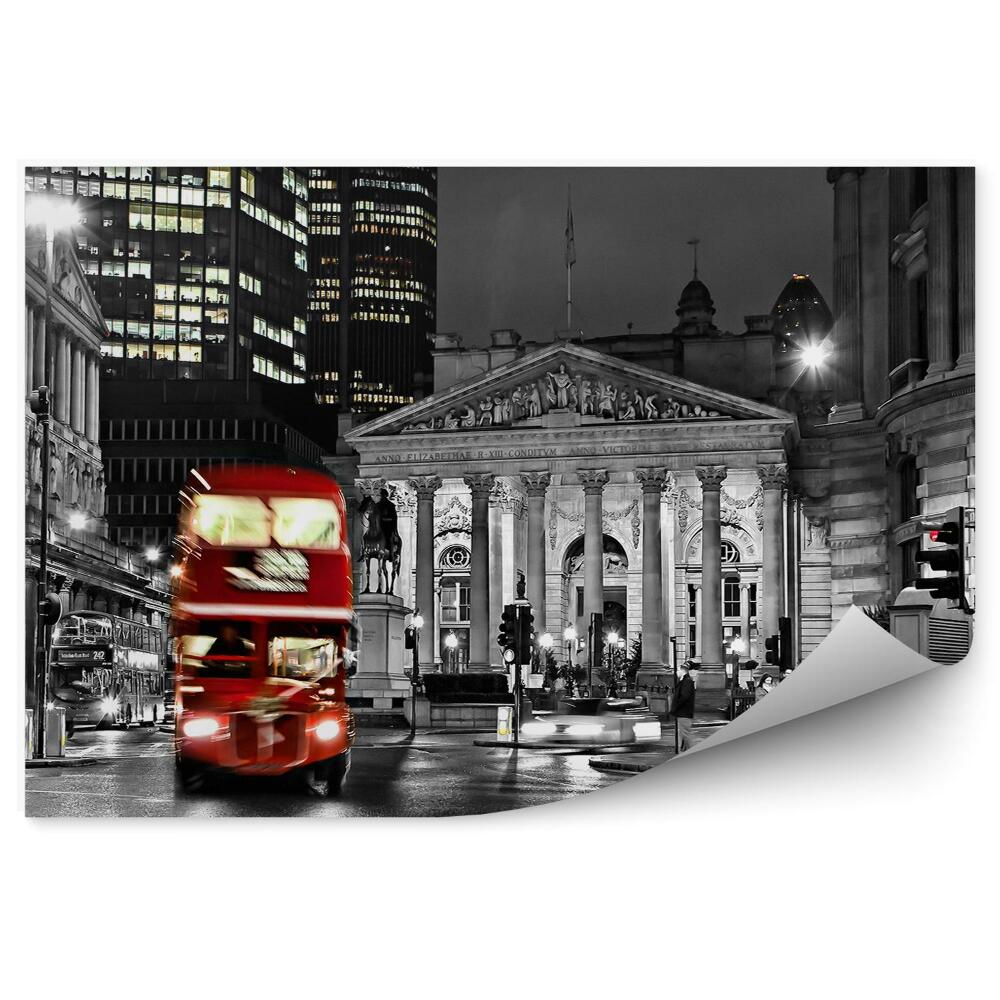 Okleina ścienna Królewska Giełda wieżowce ulica czerwony autobus Londyn