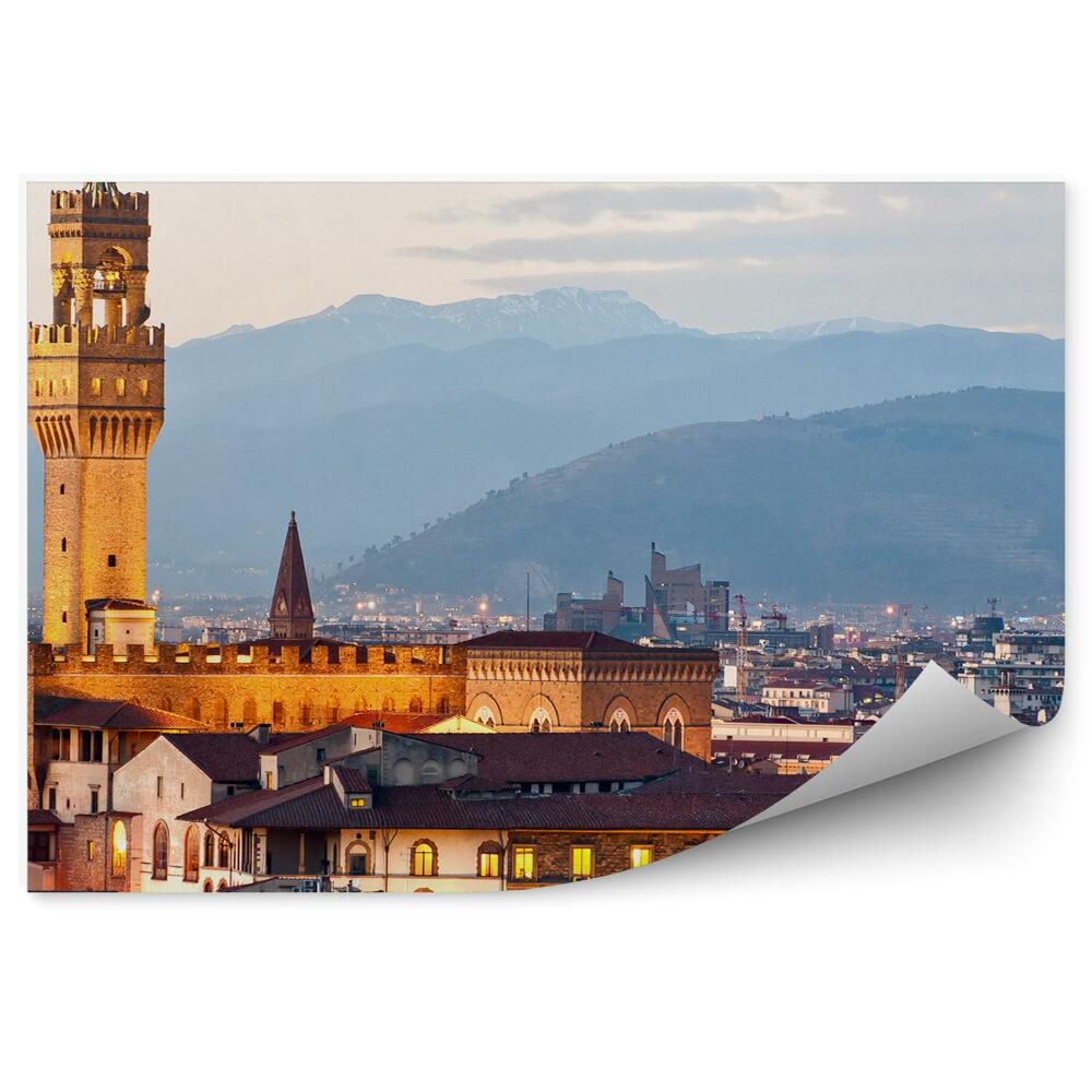 Fototapeta na ścianę plac Michała Anioła budynki Florencja góry niebo chmury