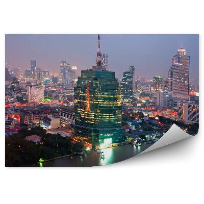 Okleina na ścianę wieżowce drzewa łodzie ocean Tokio