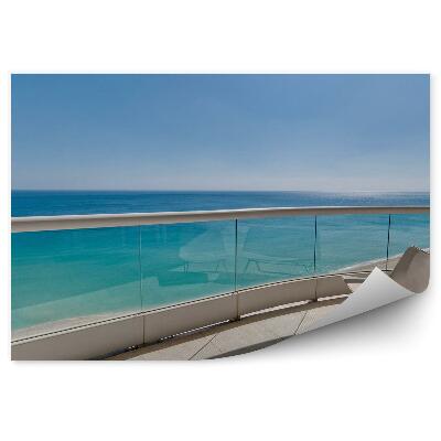 Fototapeta Widok balkon ocean leżak szkło piasek widok
