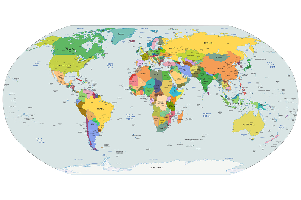 Fototapety Mapa polityczna świata