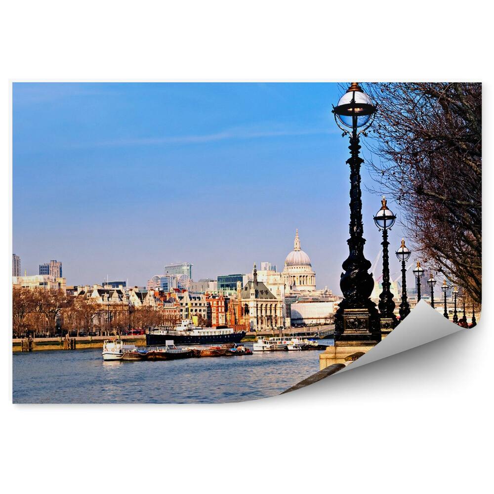 Fototapeta Londyn panorama miasta statki latarnie rzeka