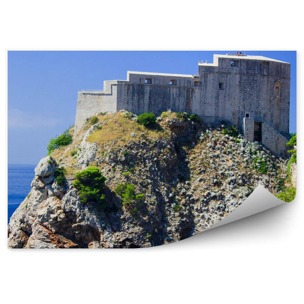 Okleina na ścianę fort Lovrjenac Chorwacja skały niebo morze drzewa łodzie