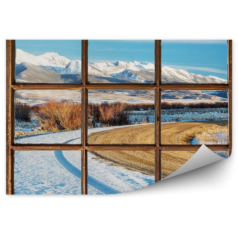 Fototapeta na ścianę Śnieg zima góry szczyty ścieżka droga widok za oknem
