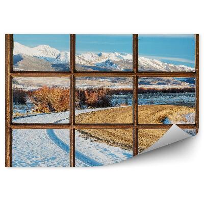 Fototapeta na ścianę Śnieg zima góry szczyty ścieżka droga widok za oknem