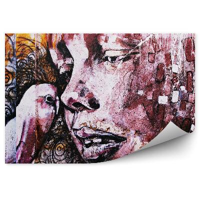 Okleina na ścianę Papuga twarz fale mural