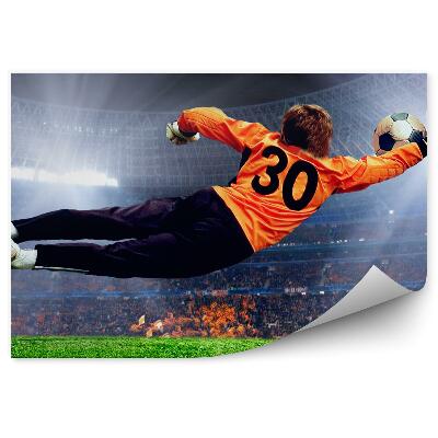 Fototapeta na ścianę Bramkarz na boisku i obrona strzału