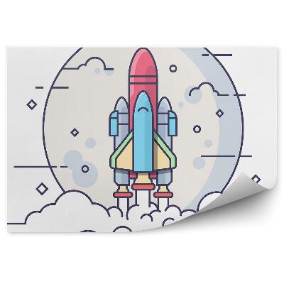 Fototapeta samoprzylepna Rakieta kosmiczna księżyc chmury