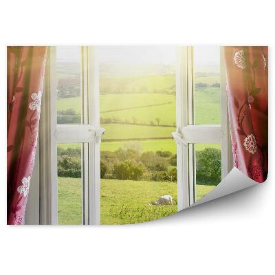 Fototapeta na ścianę Widok z okna na ogród i łąki