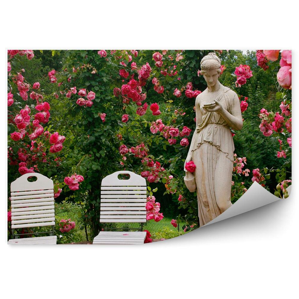 Okleina ścienna Rzeźba krzesła ogród różany roślinność natura