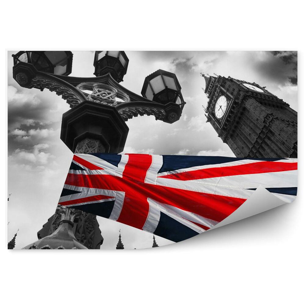 Fototapeta Czarno - białe zdjęcie flaga wielka brytania londyn