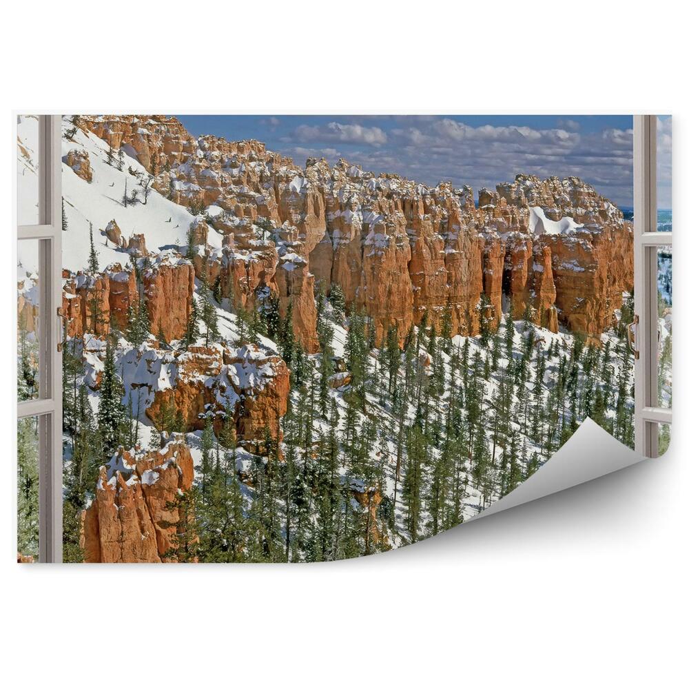 Fototapeta na ścianę Górski krajobraz za oknem zima
