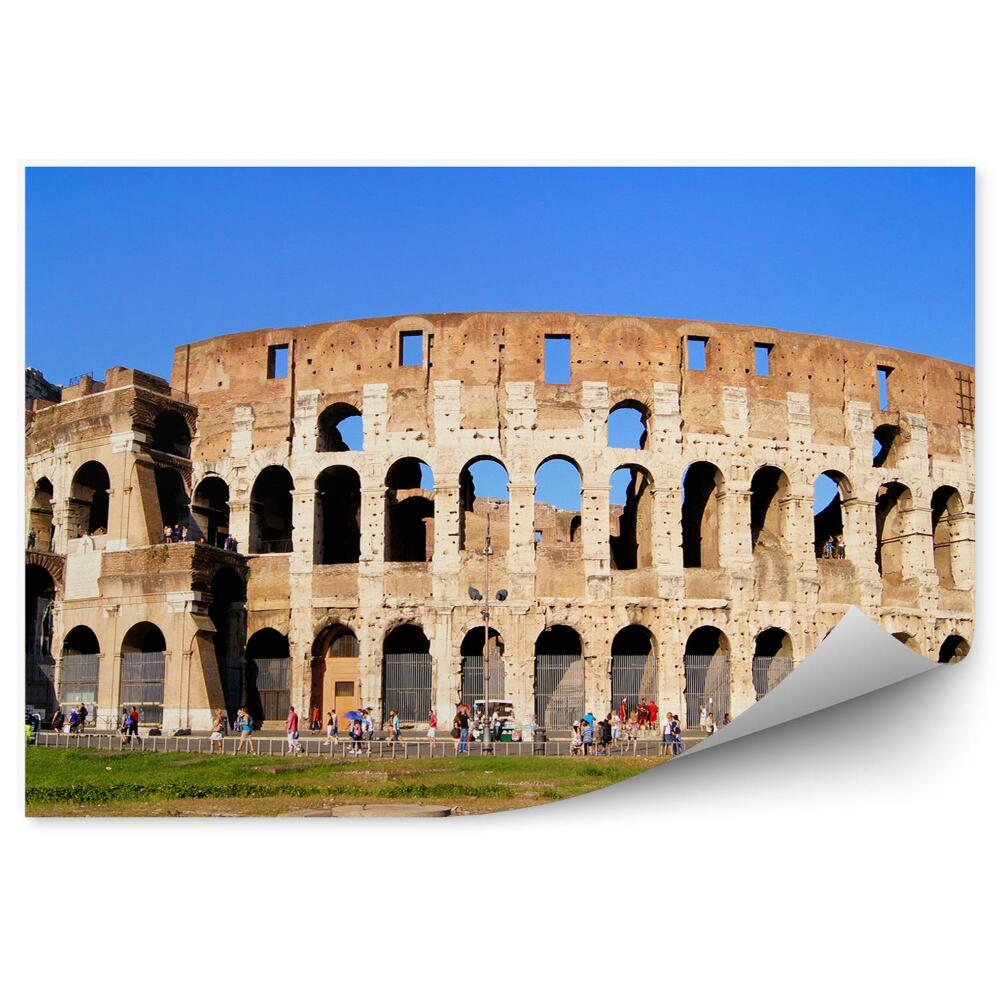 Okleina na ścianę Symbol rzymu koloseum turyści błękitne niebo
