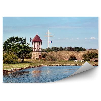 Okleina ścienna Francja natura flagi roślinność woda