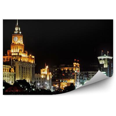 Okleina ścienna Miasto krajobraz ludzie noc światła