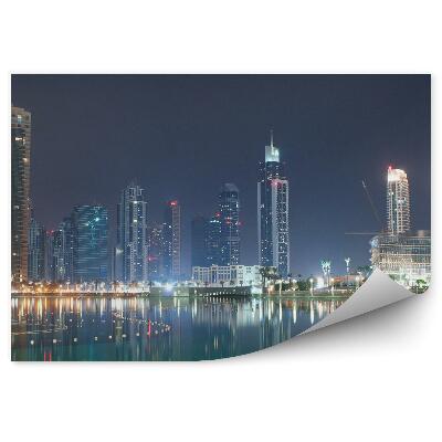 Okleina ścienna Woda budynki światła noc zatoka