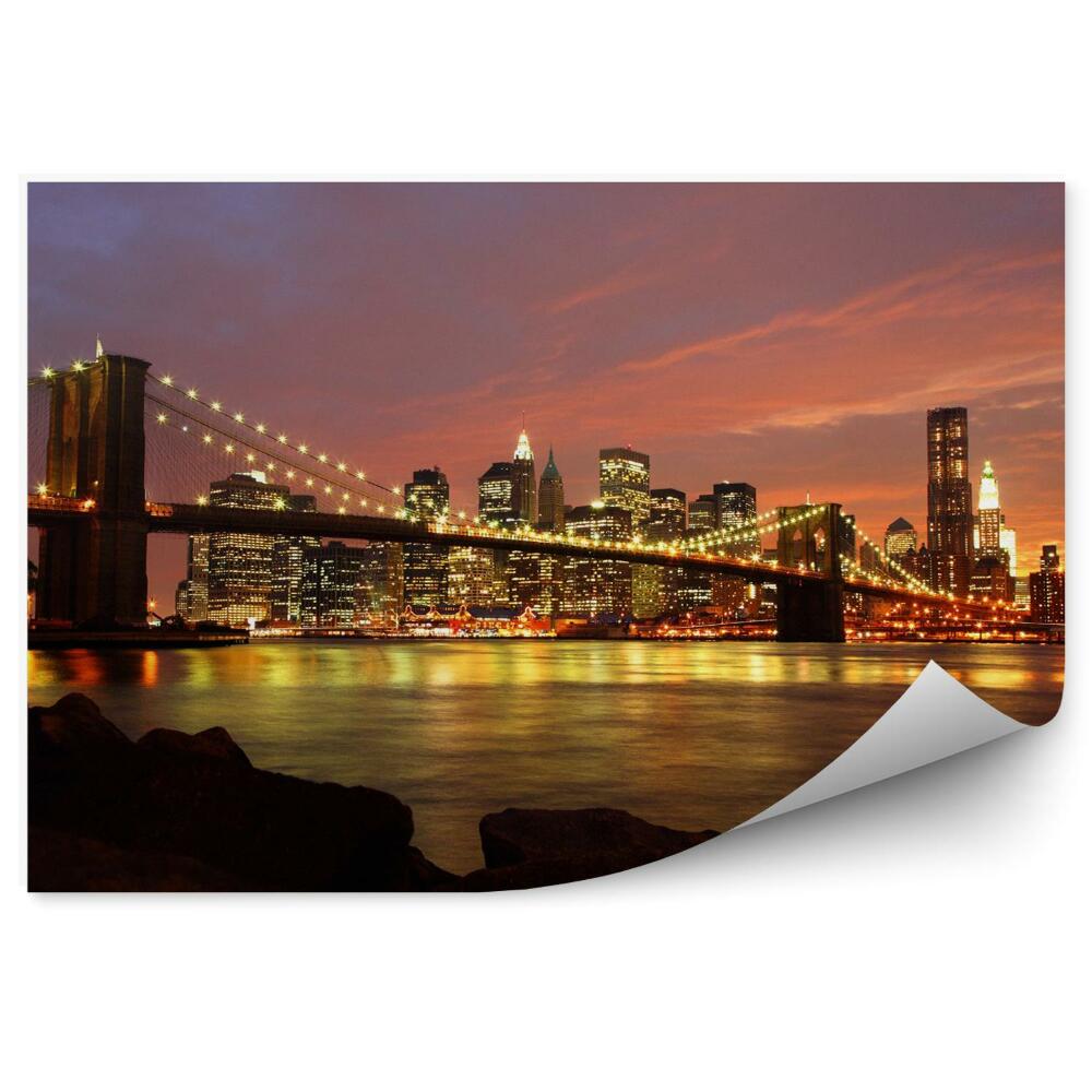 Fototapeta Brooklyn bridge panorama miasta w nocy