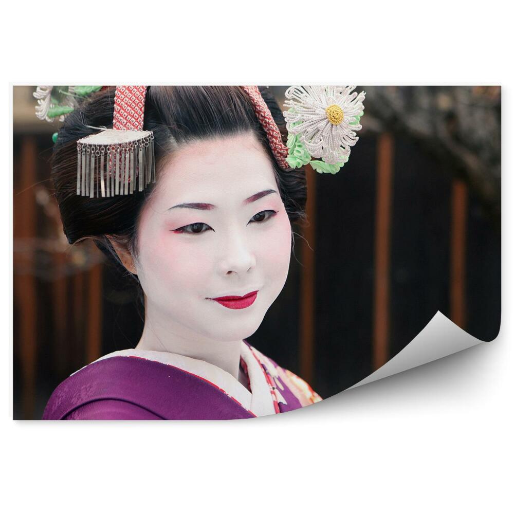 Fotopeta Gejsza portret makijaż kimono japonia świątynia