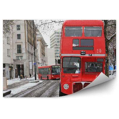 Fototapeta Zima miasto śnieg autobusy przyroda