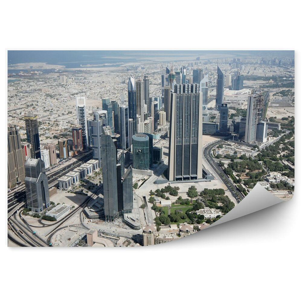 Okleina ścienna Dubaj szare miasto wieżowce budynki drogi