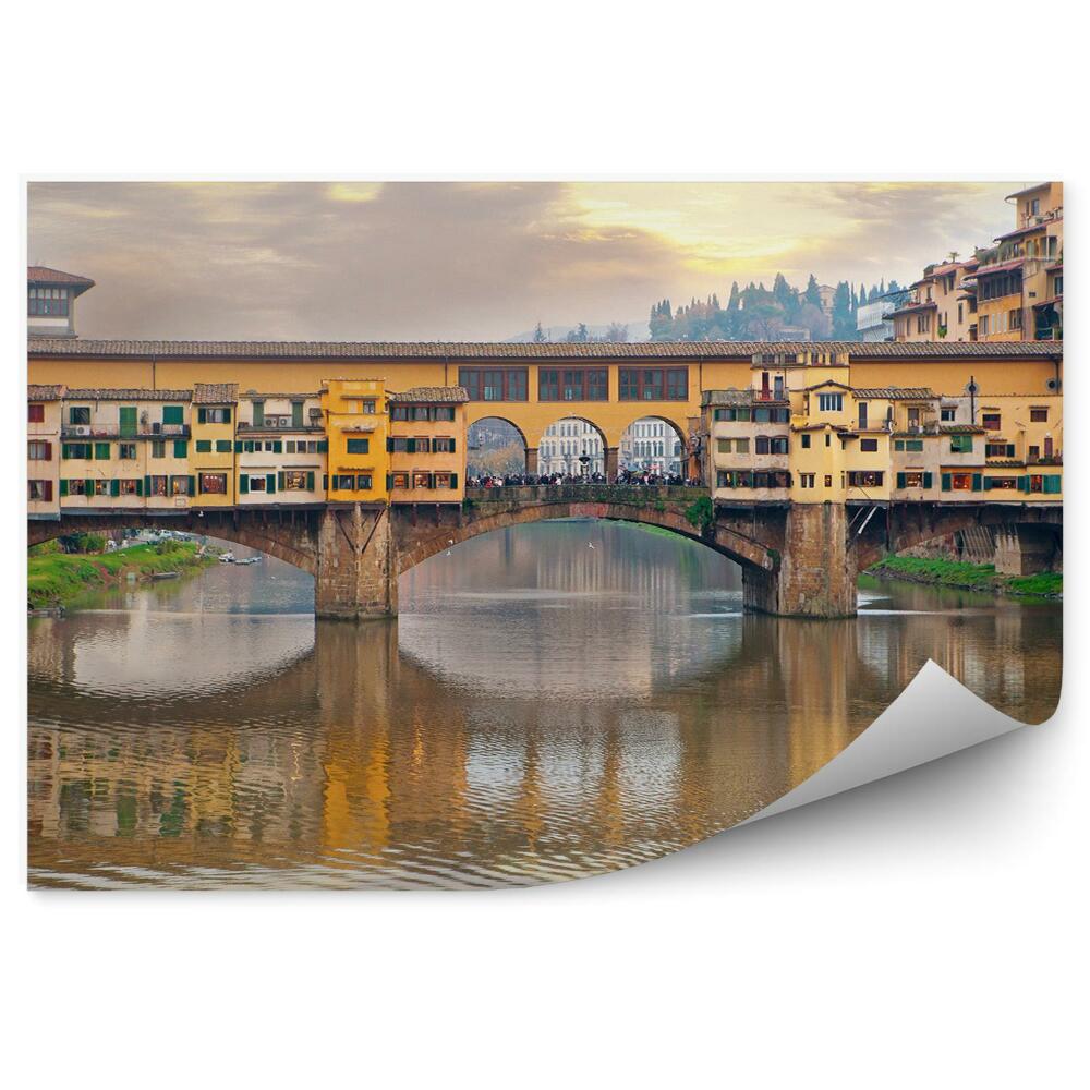 Fototapeta na ścianę most złotników rzeka budynki zachód słońca Florencja
