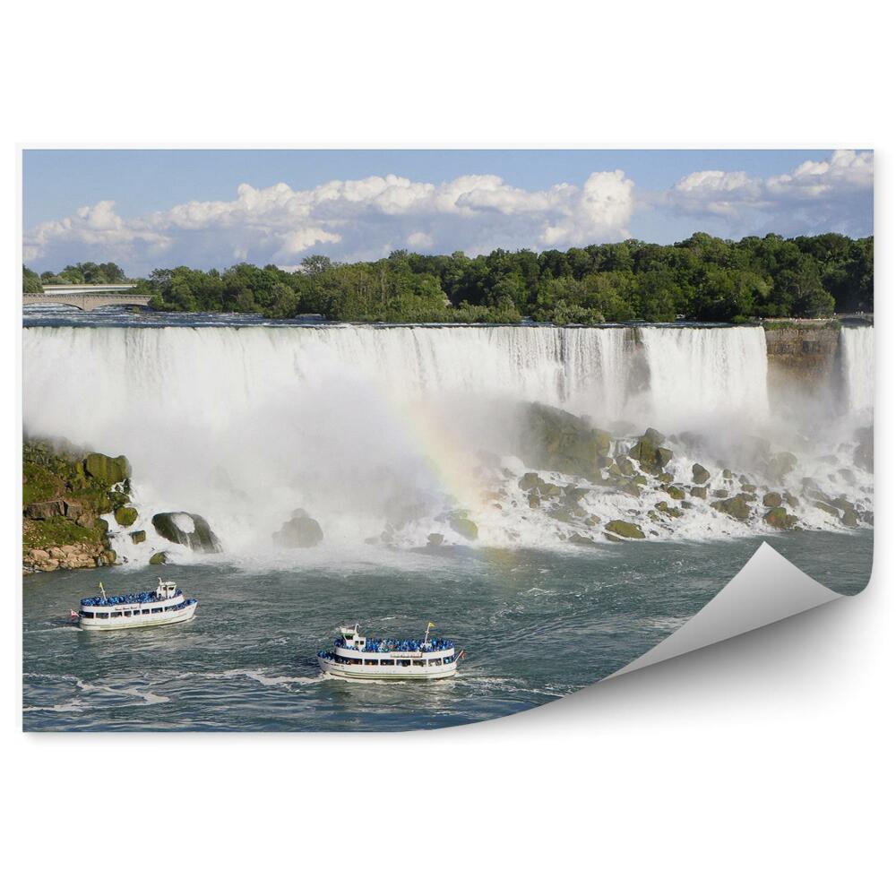 Okleina ścienna Tęcza wodospad Niagara turyści statki