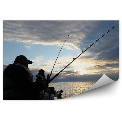 Fotopeta Rybacy woda łódka pochmurne niebo