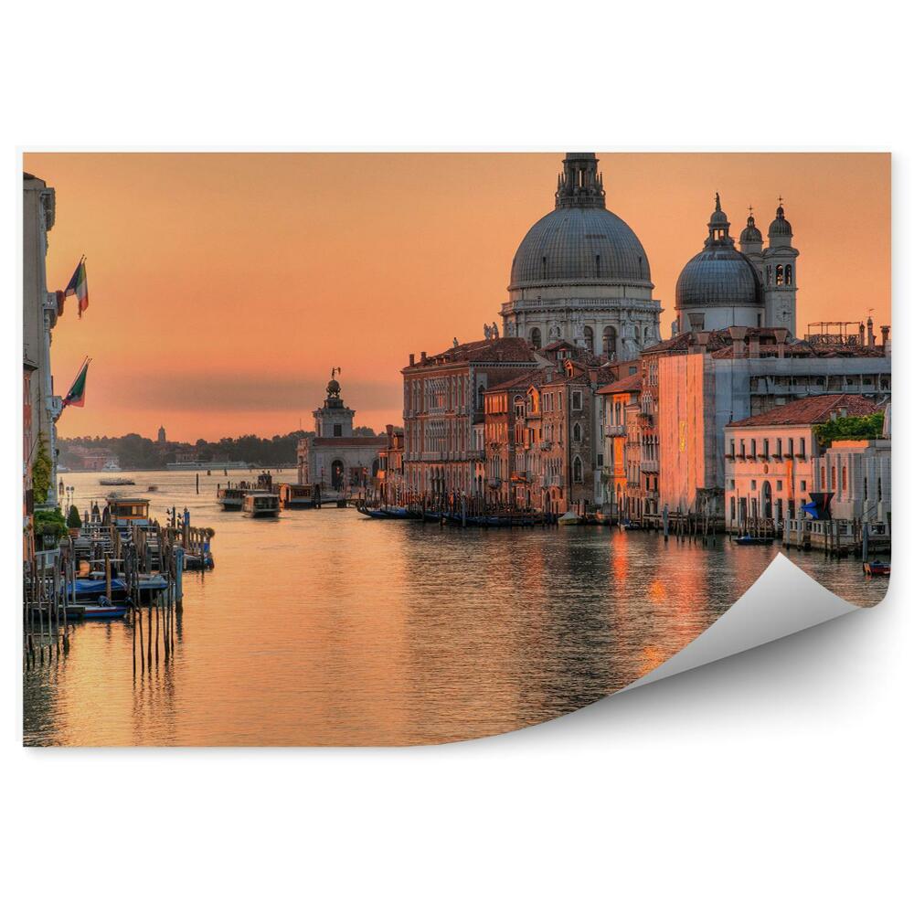 Fototapeta na ścianę kanał Grande bazylika budynki łodzie Wenecja zachód słońca