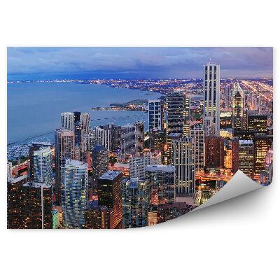 Fototapeta na ścianę widok z lotu ptaka Chicago wieżowce chmury światła ocean