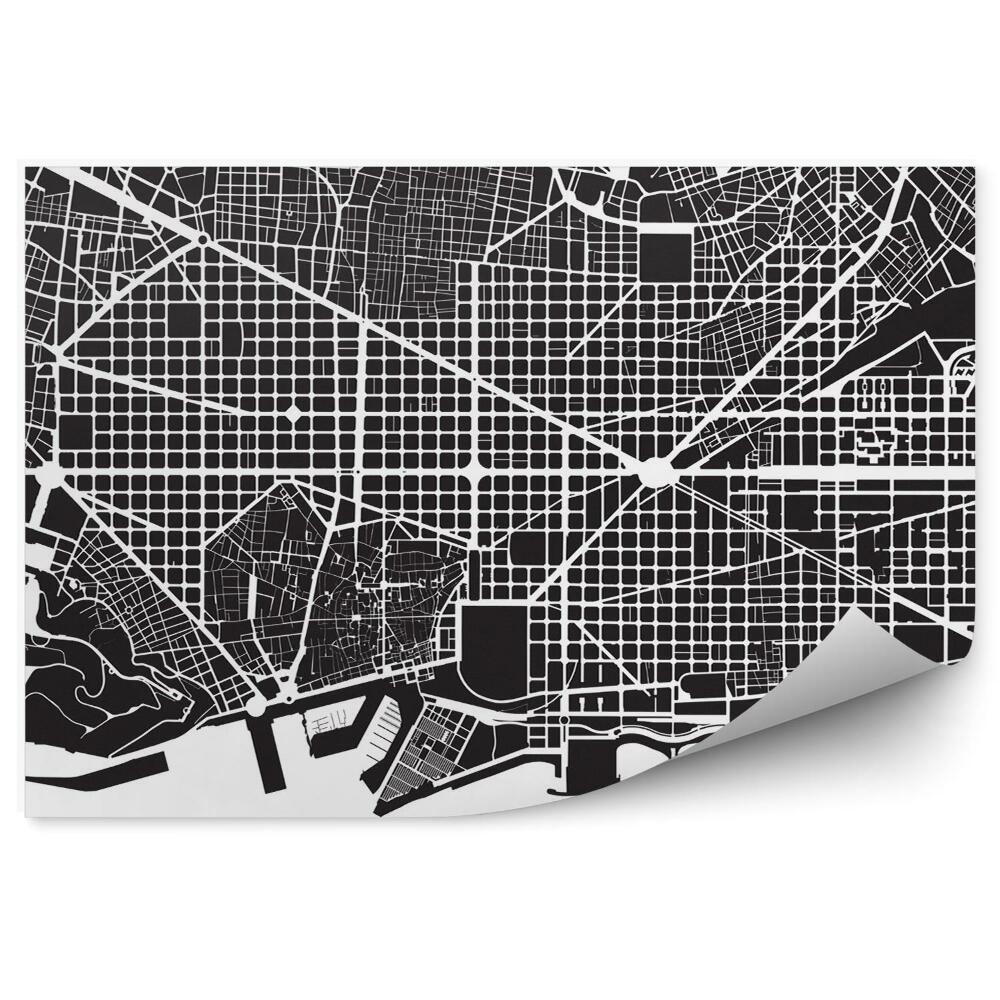 Fototapeta Barcelona plan miasta czarno White
